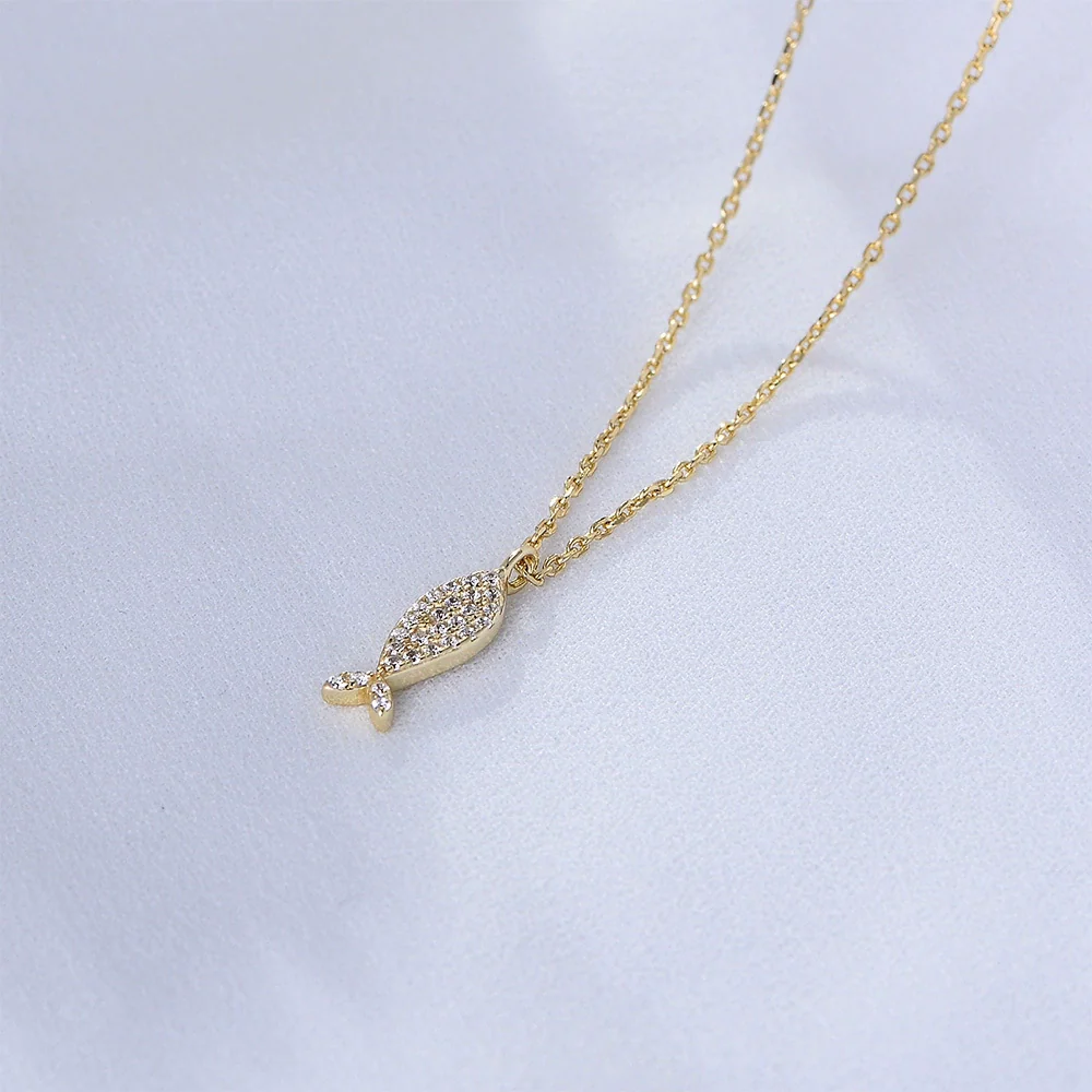 Wholesale Women's Diamondencrusted Animal Zodiac Fish Pendant Necklace In Sterling Silver With Cross Chain - Image 2