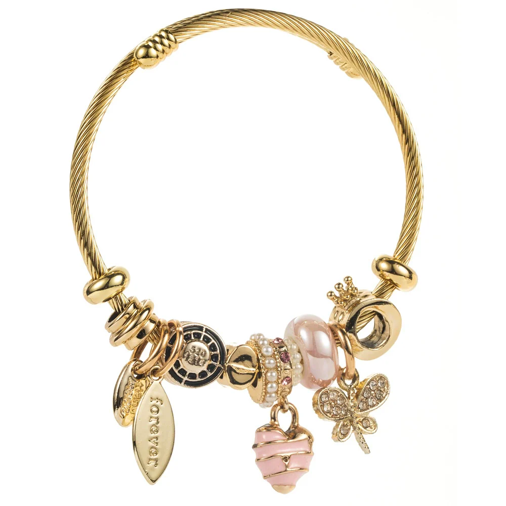 Wholesale Women's Diamondencrusted Geometric Butterfly Adjustable Bracelet Made Of Alloy Pearl And Stainless Steel - Image 6