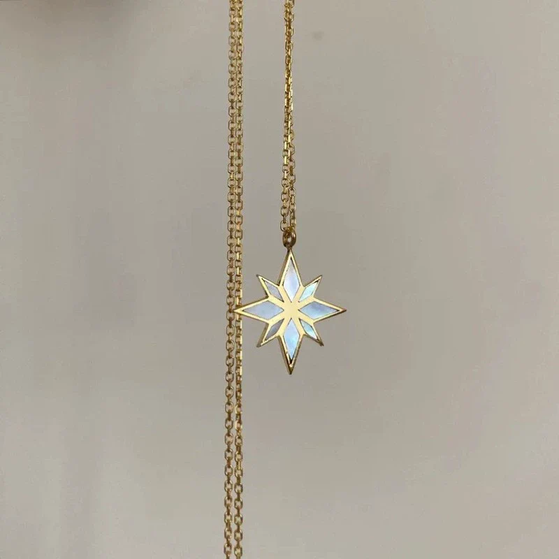 Wholesale Women's Doublelayer Asymmetrical Pearl Light Zircon Necklace With Geometric Pattern Copper Chain And Titanium Steel Pendant Electroplated In 18K Gold Color Preservation - Image 8