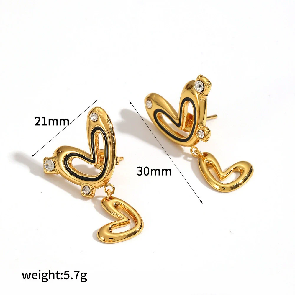 Wholesale Women's Doublelayered Heartshaped Stainless Steel Earrings With Pvd Furnace Vacuum Real Gold Plating - Image 6