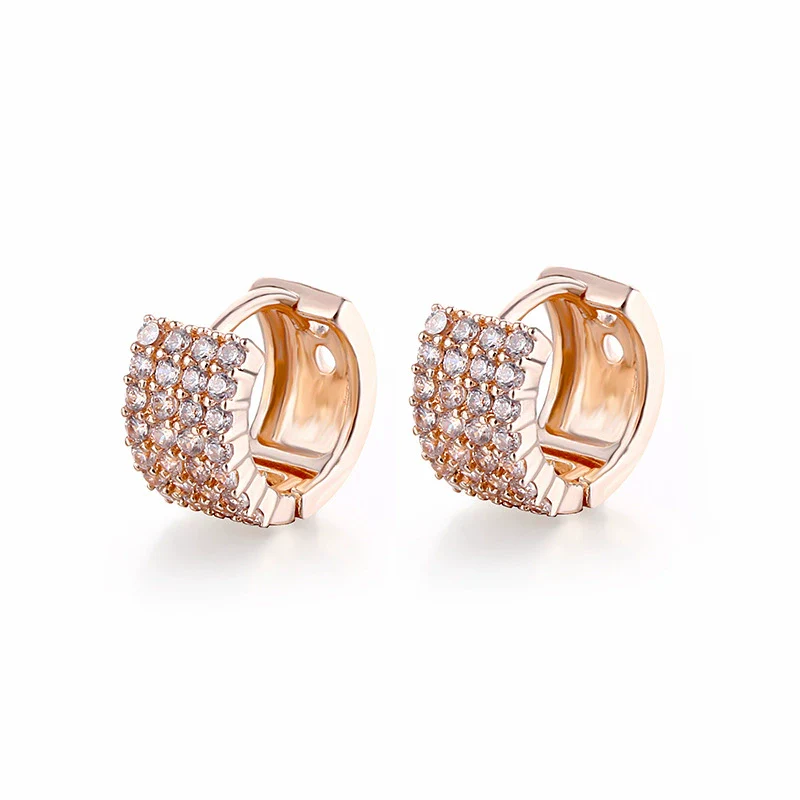 Wholesale Women's Doublerow Ear Buckle Geometric Diamond Zircon Earrings With Electroplating Treatment - Image 2