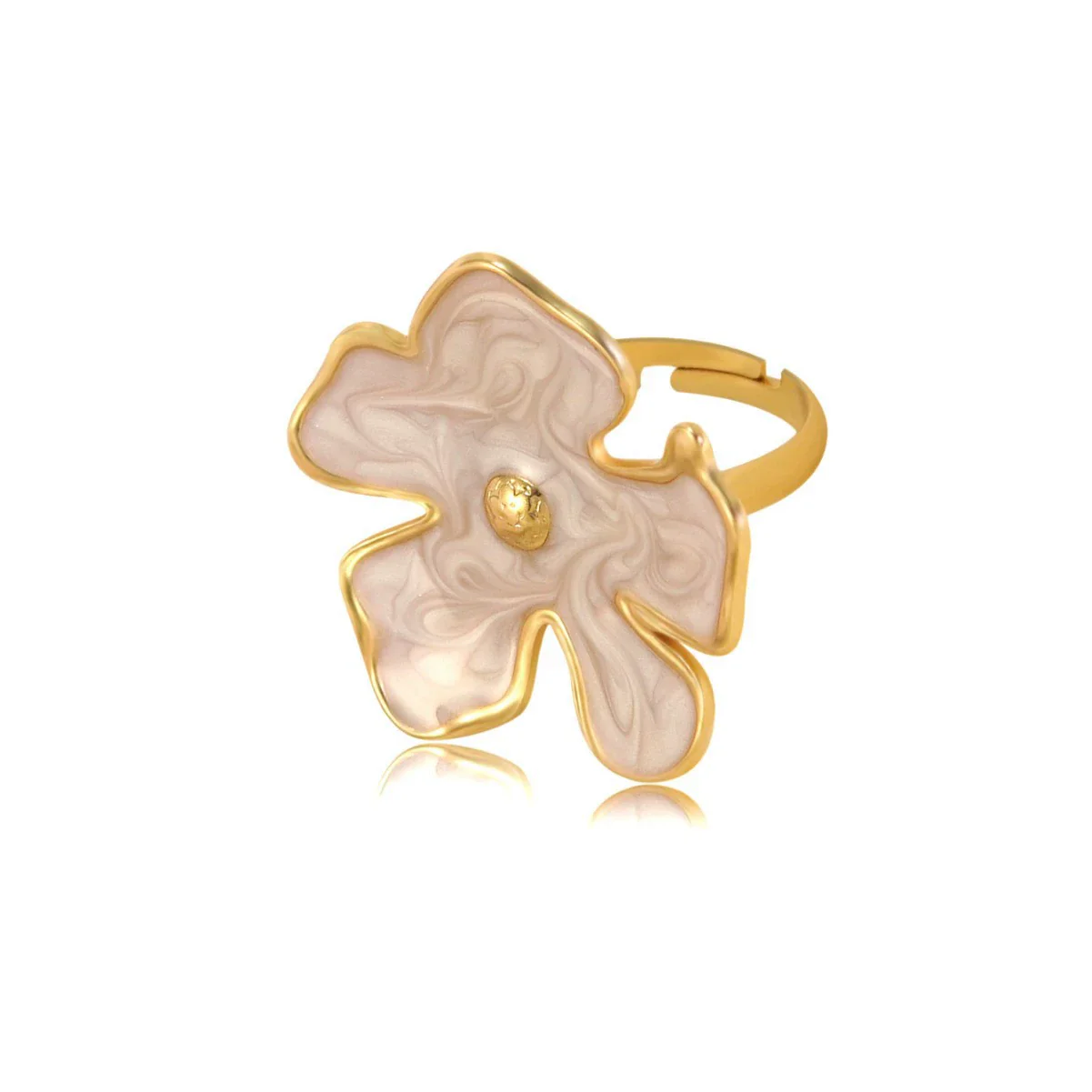 Wholesale Women's Dripping Oil Flower Stainless Steel Ring Hand Jewelry - Image 5