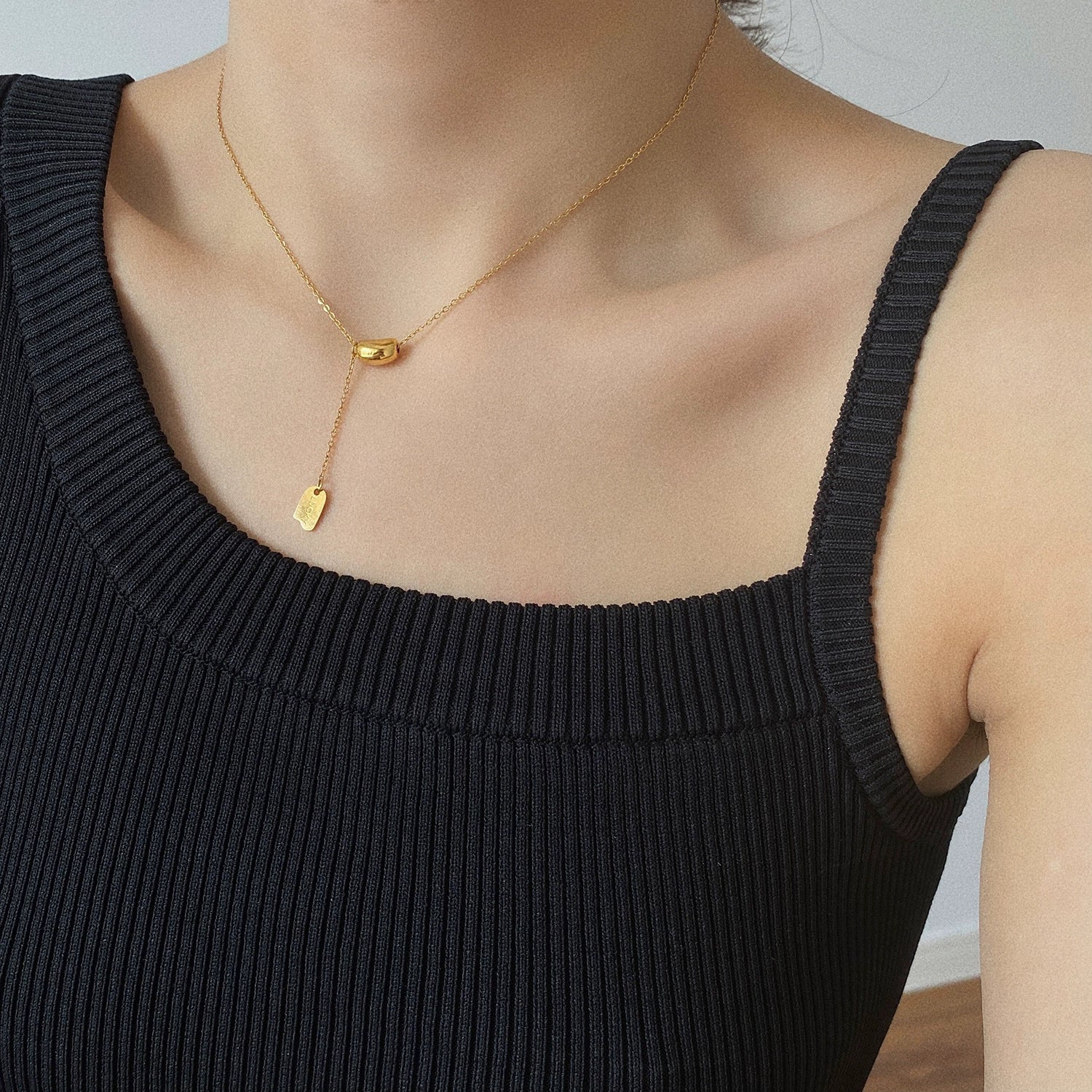 Wholesale Women's Drop Shape Titanium Steel Electroplated Fashion Geometry Ochain Necklace - Image 2