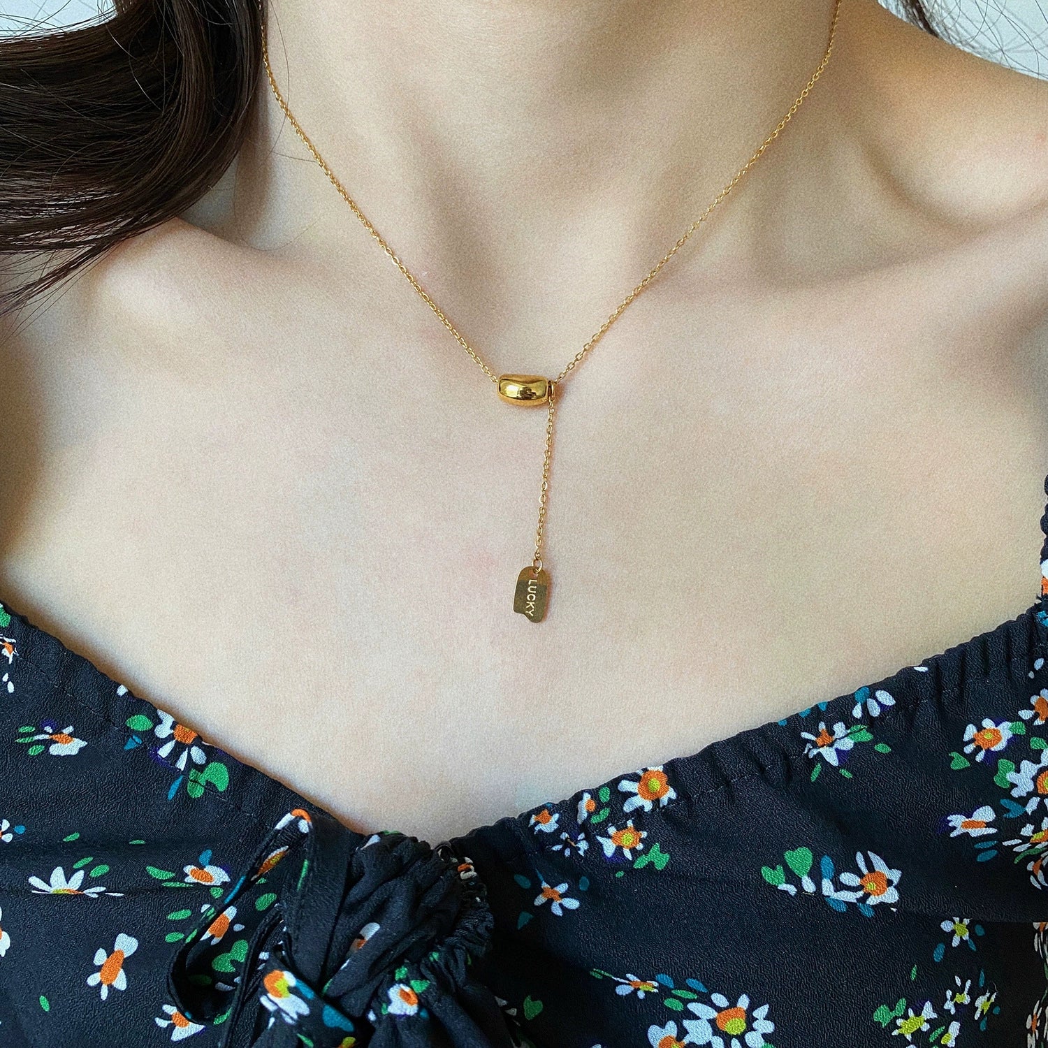 Wholesale Women's Drop Shape Titanium Steel Electroplated Fashion Geometry Ochain Necklace - Image 5