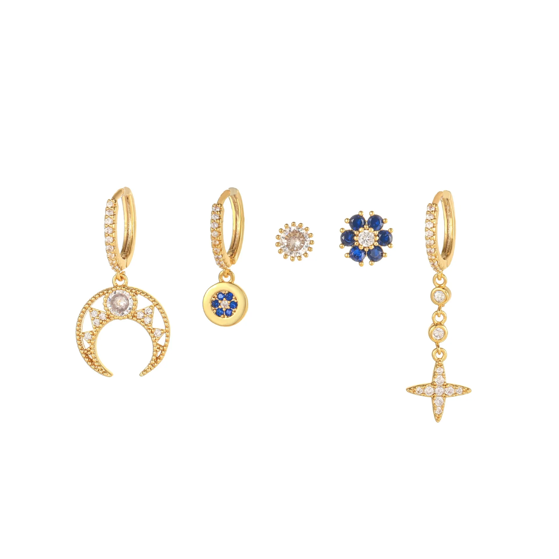 Wholesale Women's Earrings Set Copper S925 Silver Needle Microinlaid Zircon Flower Design - Image 5