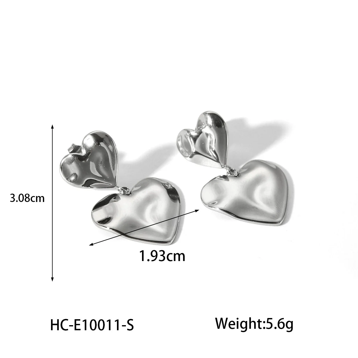Wholesale Women's Electroplated Geometric Heart And Peach Heart Stainless Steel Earrings - Image 10