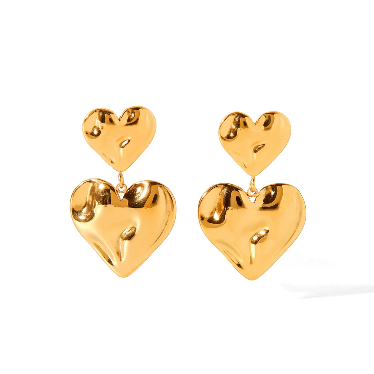 Wholesale Women's Electroplated Geometric Heart And Peach Heart Stainless Steel Earrings - Image 5