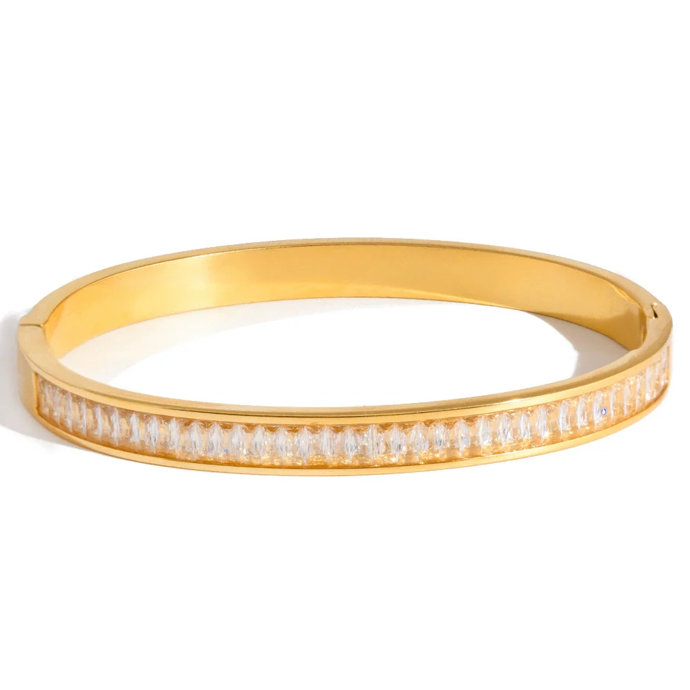 Wholesale Women's Electroplated Geometric Stainless Steel Classic Full Diamond Bracelet In Ins Style - Image 5