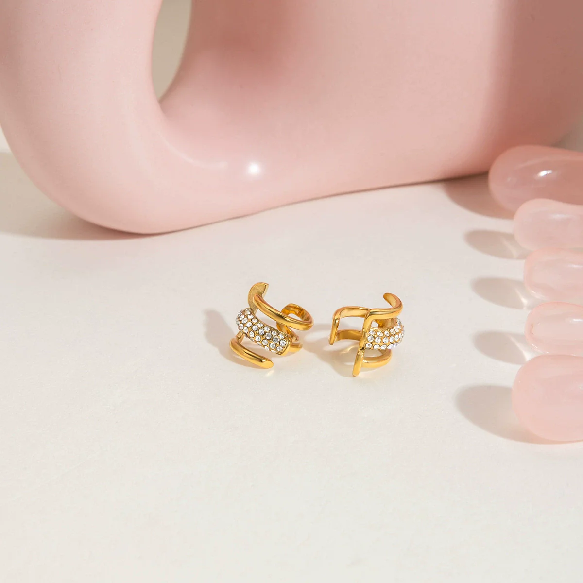 Wholesale Women's Electroplated Geometric Stainless Steel Ear Clips And Earrings Ins Style - Image 2
