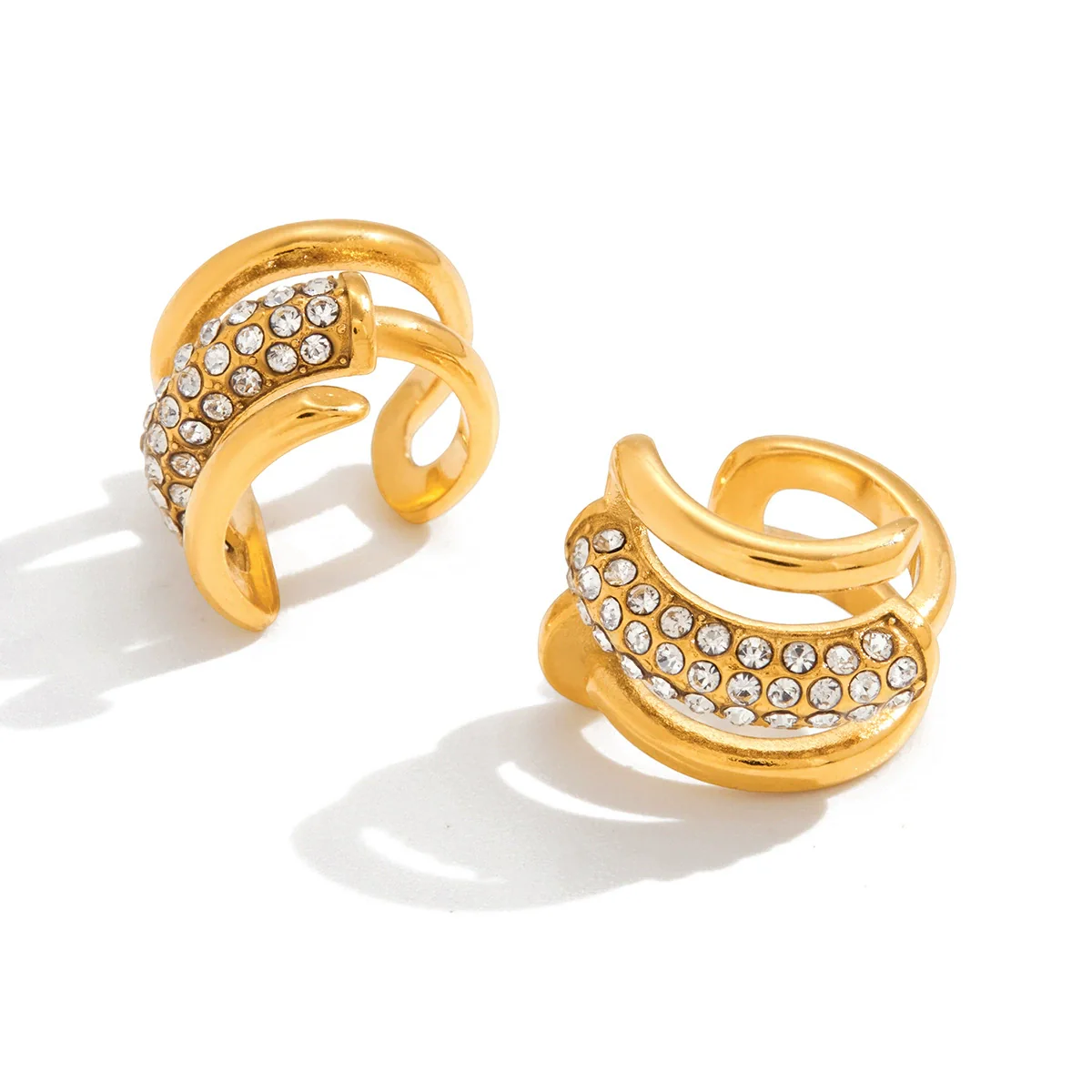 Wholesale Women's Electroplated Geometric Stainless Steel Ear Clips And Earrings Ins Style - Image 4