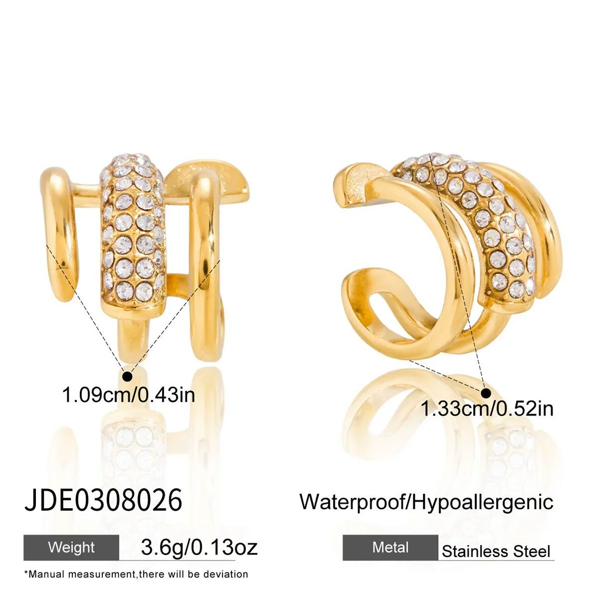 Wholesale Women's Electroplated Geometric Stainless Steel Ear Clips And Earrings Ins Style - Image 5