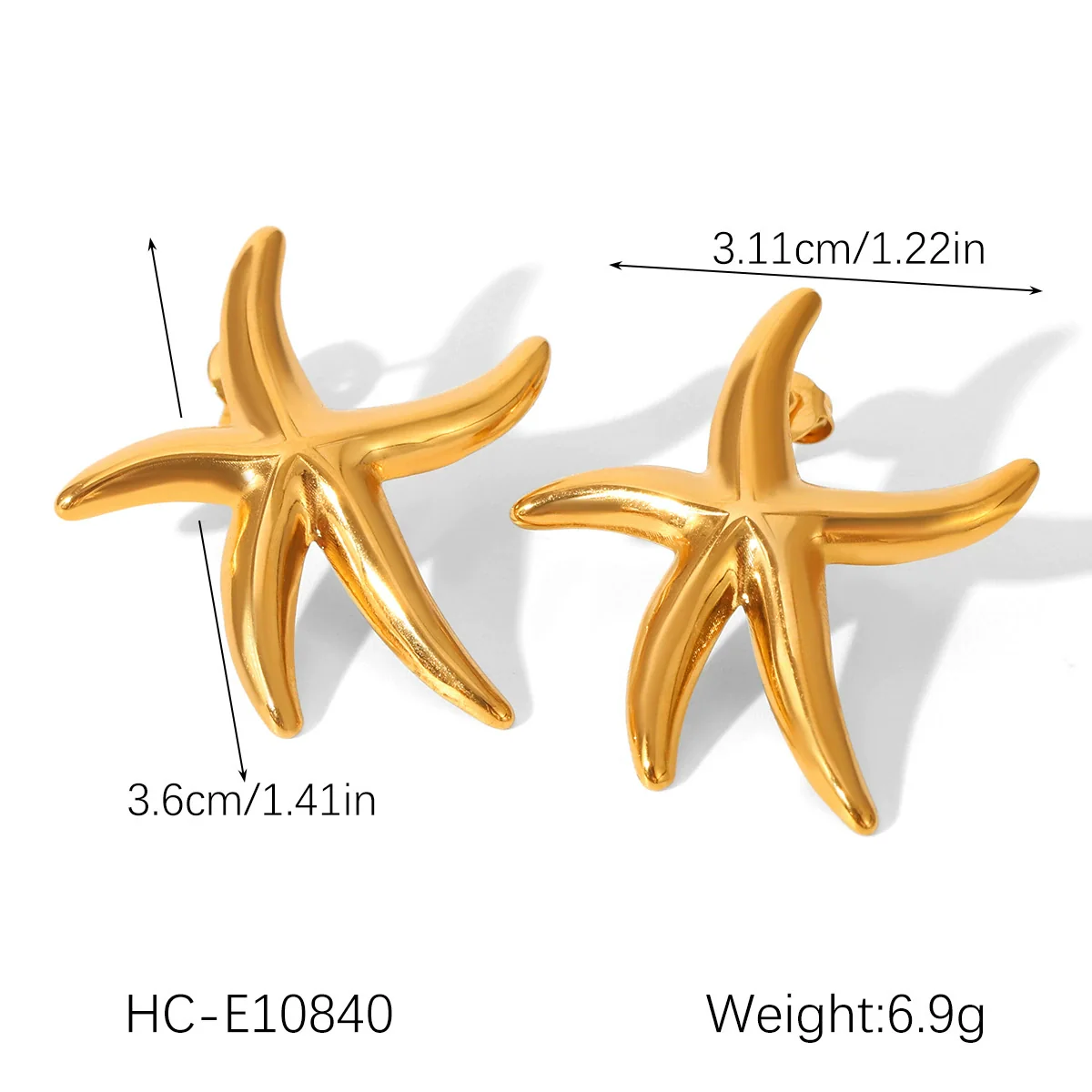 Wholesale Women's Electroplated Geometric Starfish Stainless Steel Earrings - Image 8