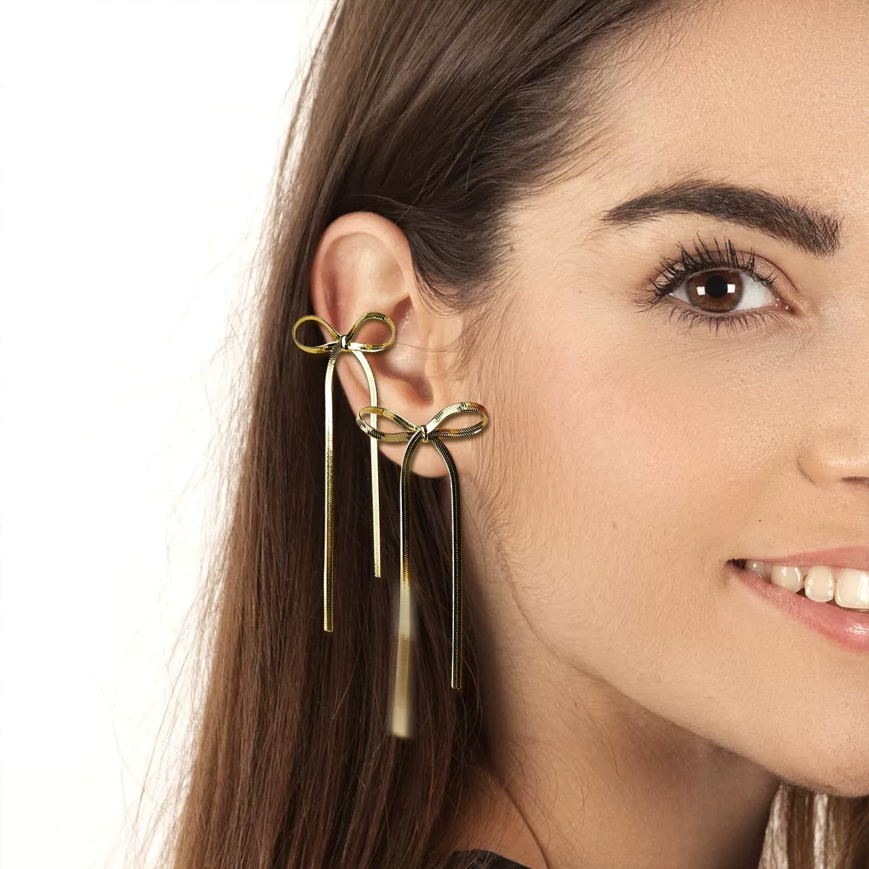 Wholesale Women's Electroplated Real Gold Bow Earrings Made Of Titanium Steel And Stainless Steel - Image 4