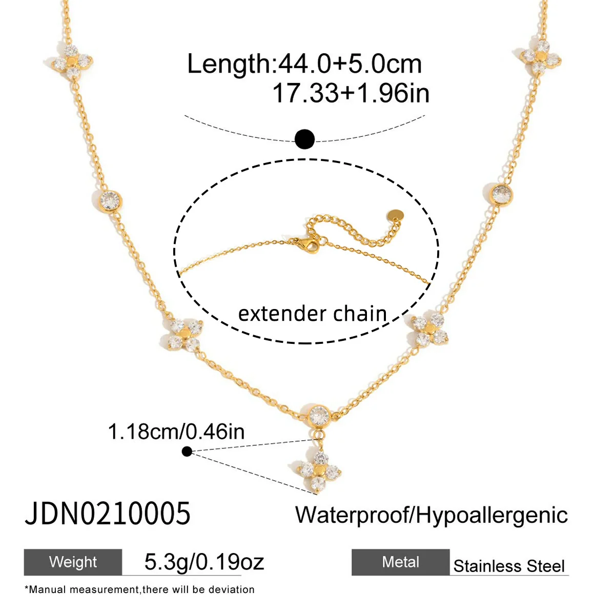 Wholesale Women's Electroplated Stainless Steel Four Leaf Clover Necklace - Image 6