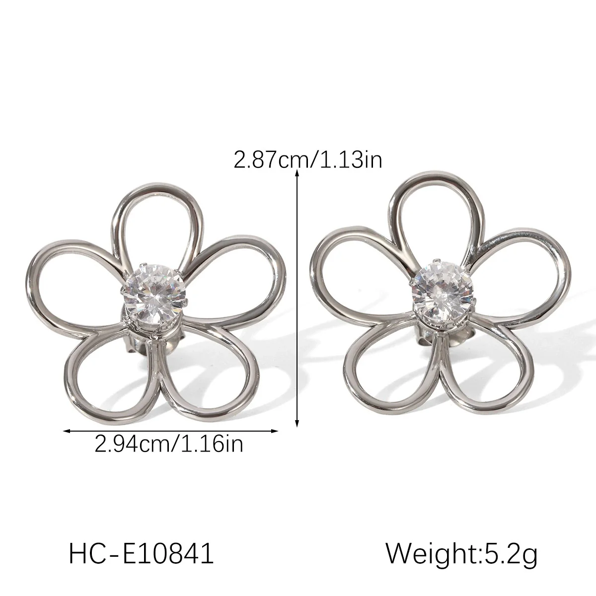 Wholesale Women's Electroplated Stainless Steel Geometric Flower Earrings - Image 14