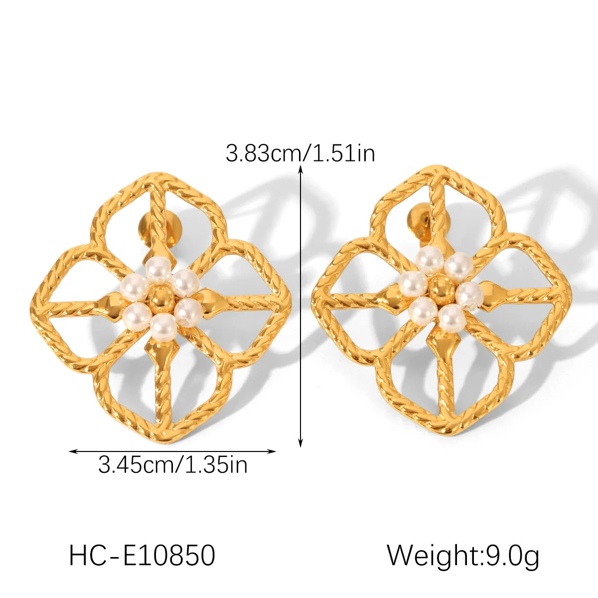 Wholesale Women's Electroplated Stainless Steel Geometric Flower Earrings - Image 15