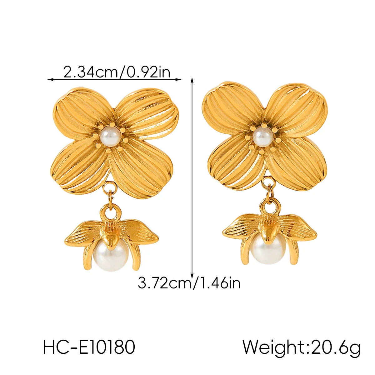 Wholesale Women's Electroplated Stainless Steel Geometric Flower Earrings - Image 16