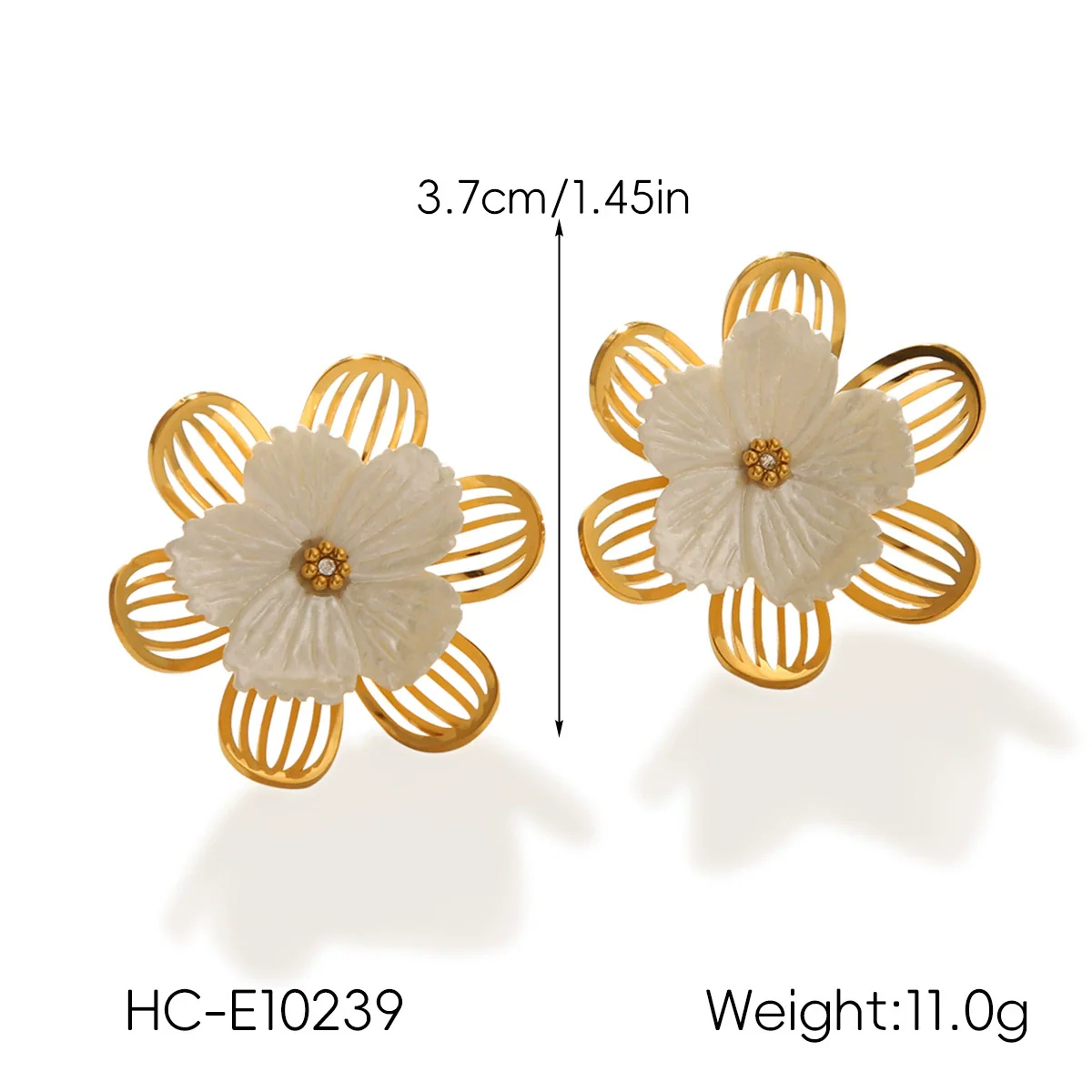 Wholesale Women's Electroplated Stainless Steel Geometric Flower Earrings - Image 19