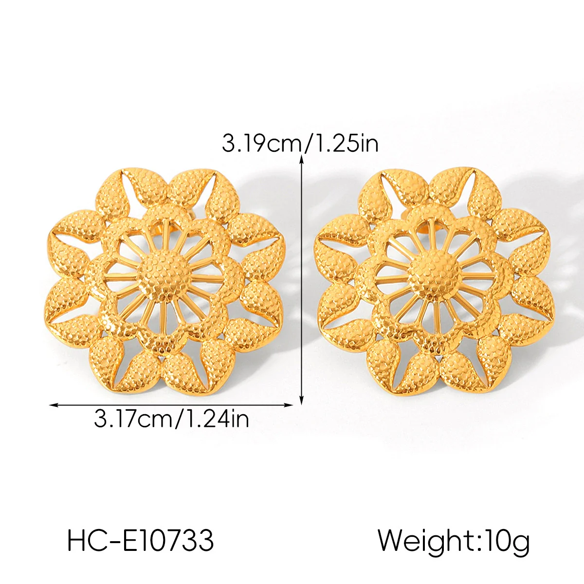 Wholesale Women's Electroplated Stainless Steel Geometric Flower Earrings - Image 26