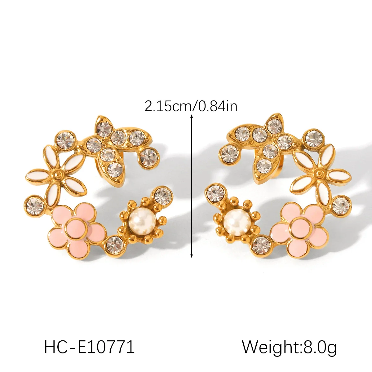 Wholesale Women's Electroplated Stainless Steel Geometric Flower Earrings - Image 27