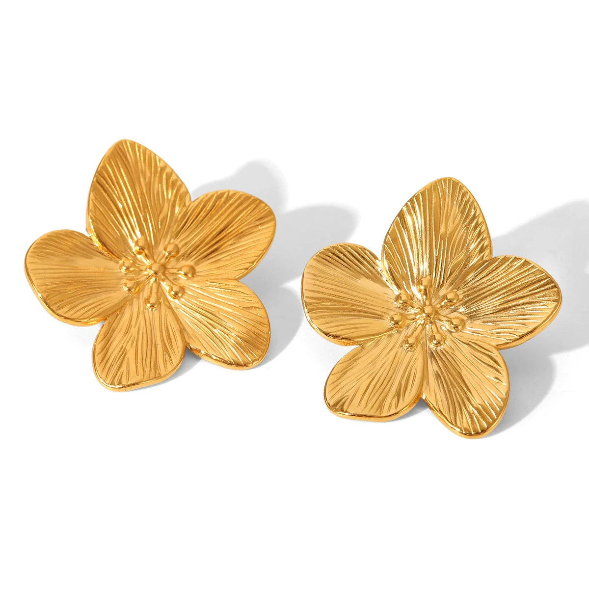 Wholesale Women's Electroplated Stainless Steel Geometric Flower Earrings - Image 4