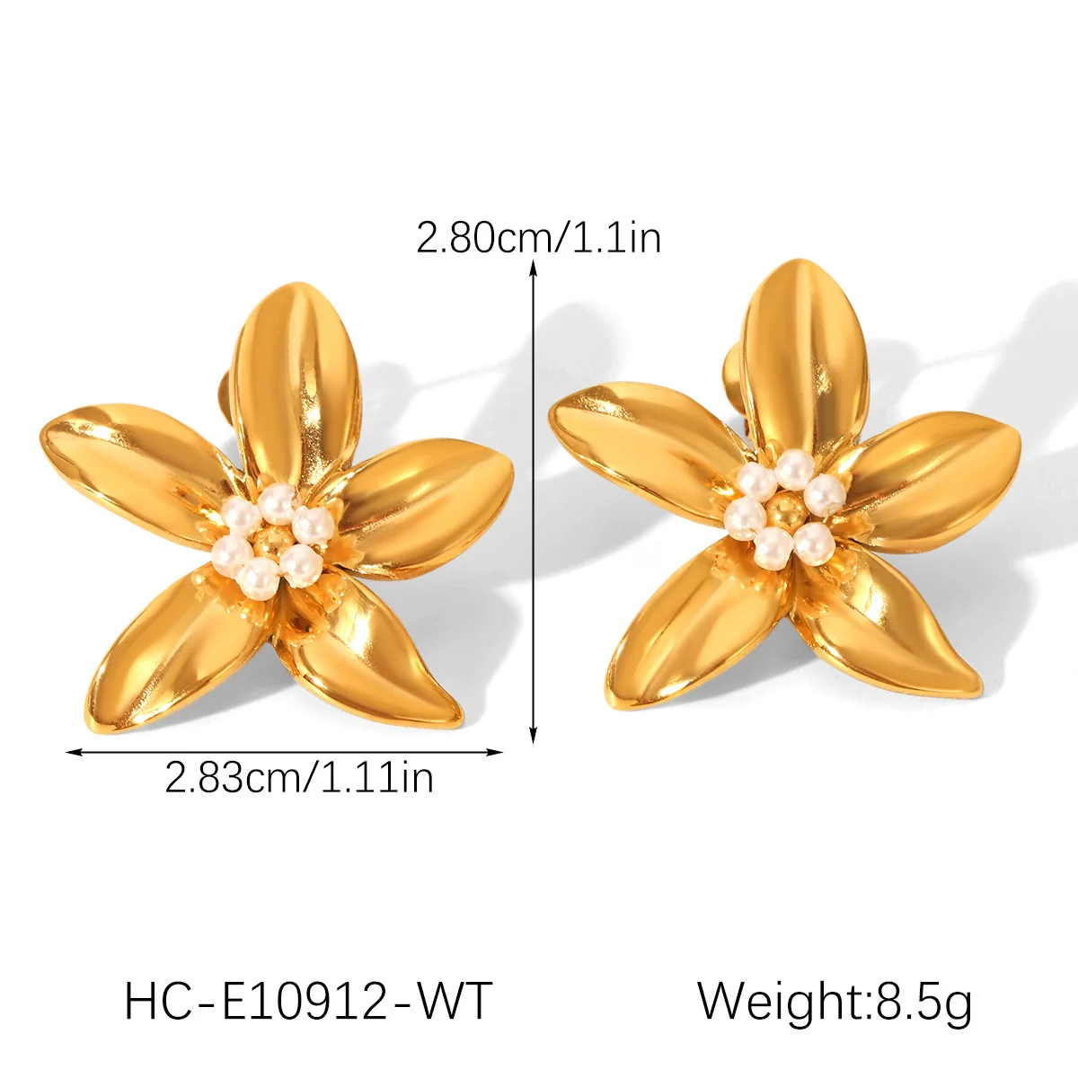 Wholesale Women's Electroplated Stainless Steel Geometric Flower Earrings - Image 5