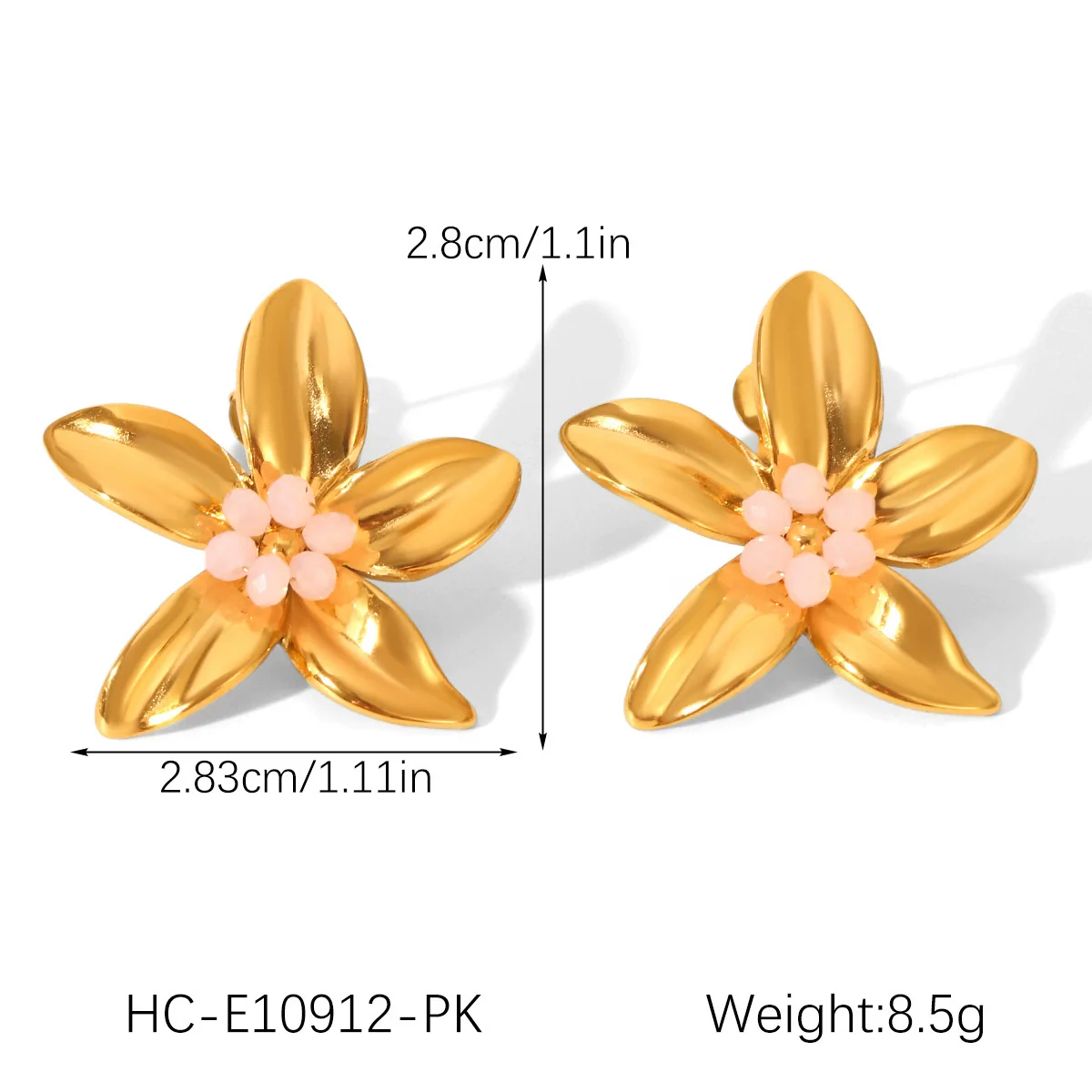 Wholesale Women's Electroplated Stainless Steel Geometric Flower Earrings - Image 6
