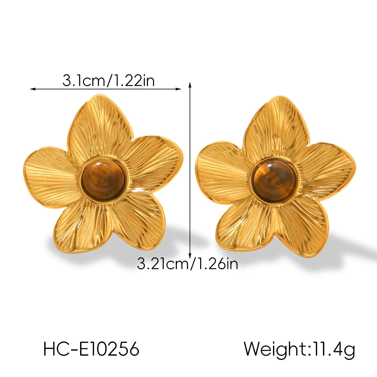 Wholesale Women's Electroplated Stainless Steel Geometric Flower Earrings - Image 9