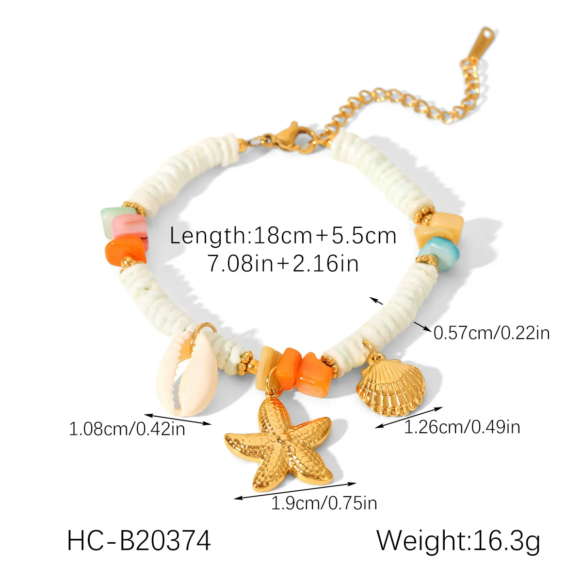 Wholesale Women's Electroplated Stainless Steel Hand Jewelry With Starfish Shell Conch Heart Shape Star Geometric Animals Zodiac Bracelet - Image 6