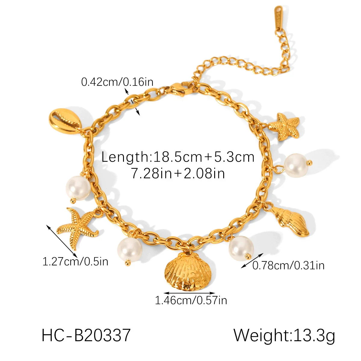 Wholesale Women's Electroplated Stainless Steel Hand Jewelry With Starfish Shell Conch Heart Shape Star Geometric Animals Zodiac Bracelet - Image 8