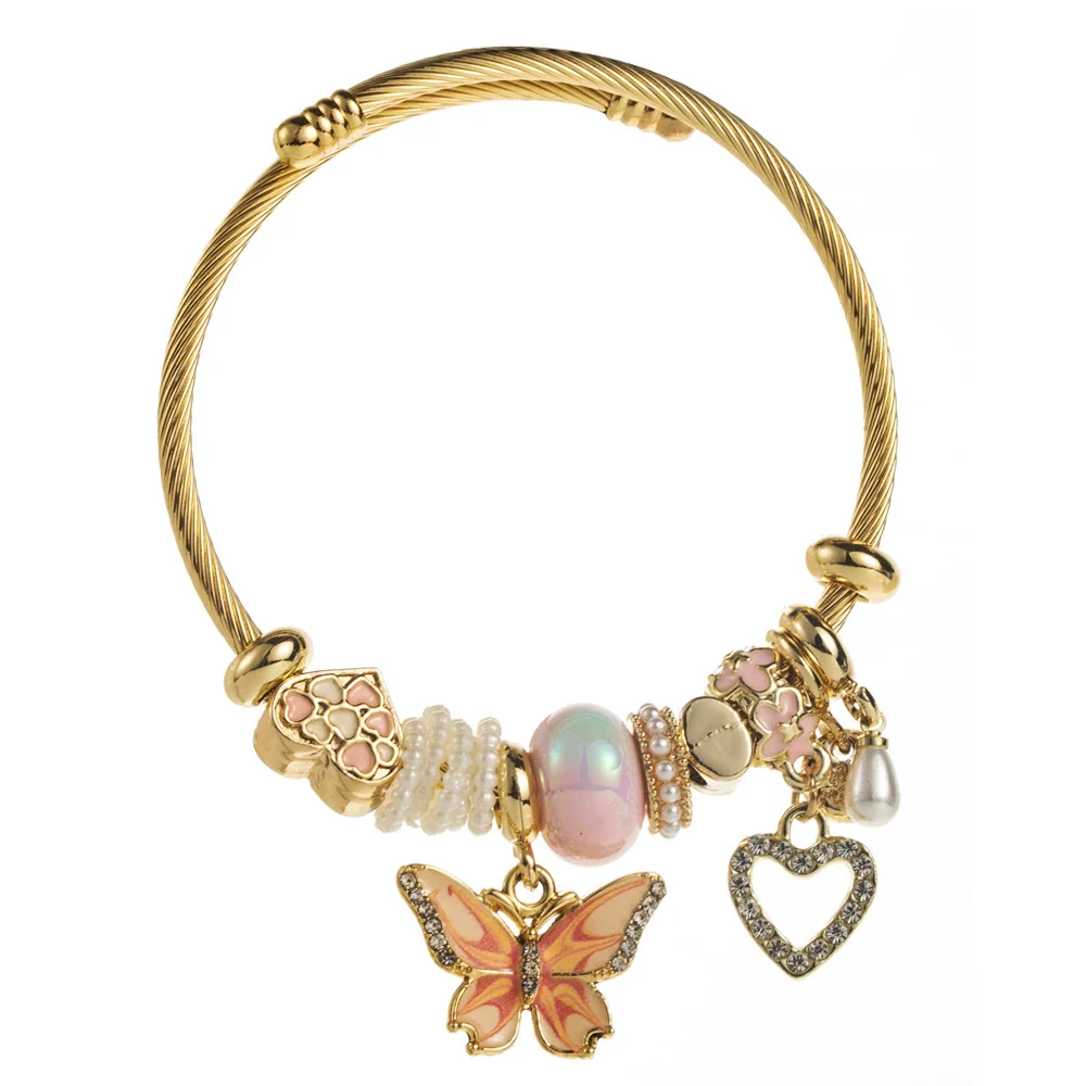 Wholesale Women's Elegant Butterfly Pendant Bracelet Made Of Alloy Stainless Steel With Diamond Design - Image 5