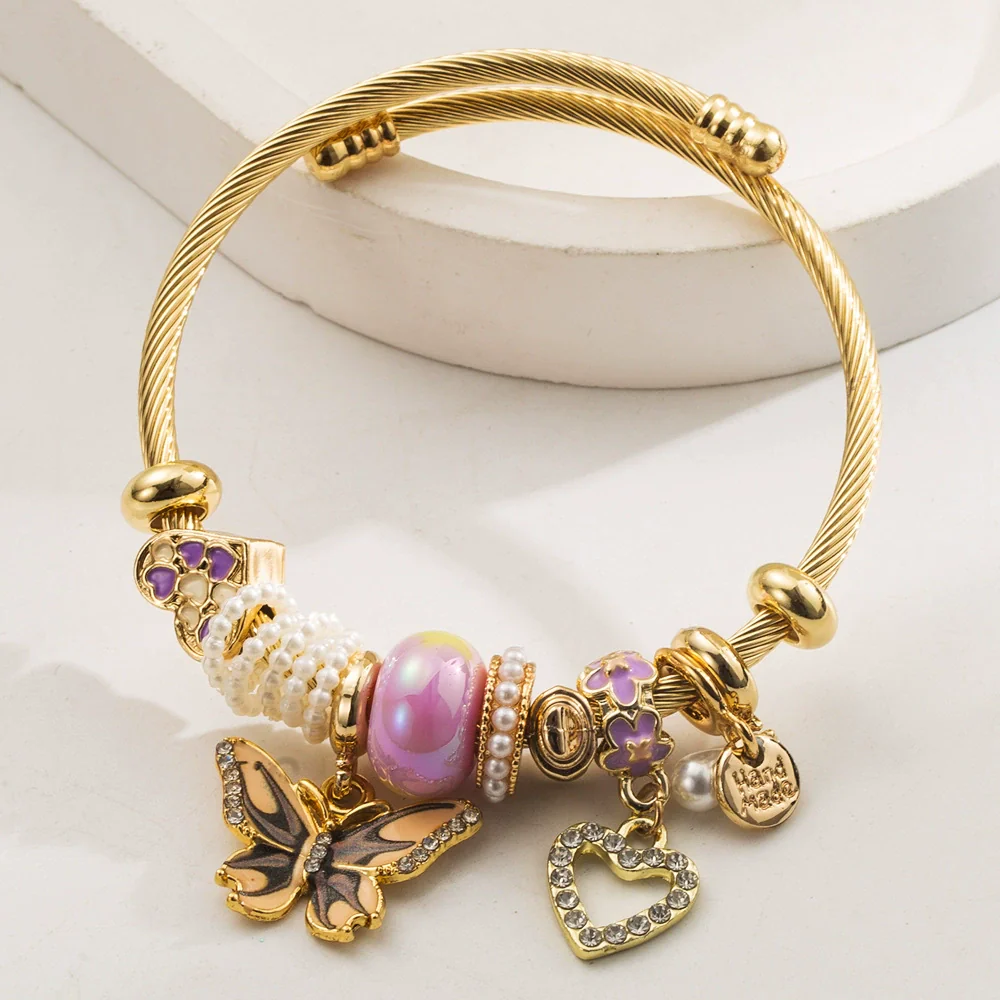 Wholesale Women's Elegant Butterfly Pendant Bracelet Made Of Alloy Stainless Steel With Diamond Design - Image 9