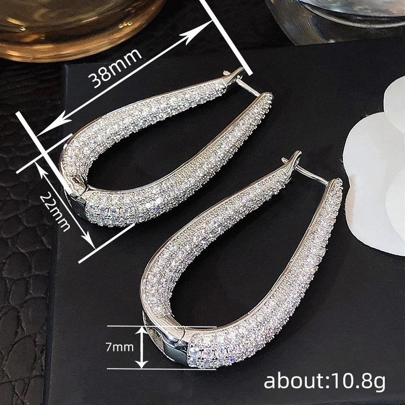 Wholesale Women's Elegant Geometric Copper Earrings With Zirconia And Drop Shape Design - Image 4