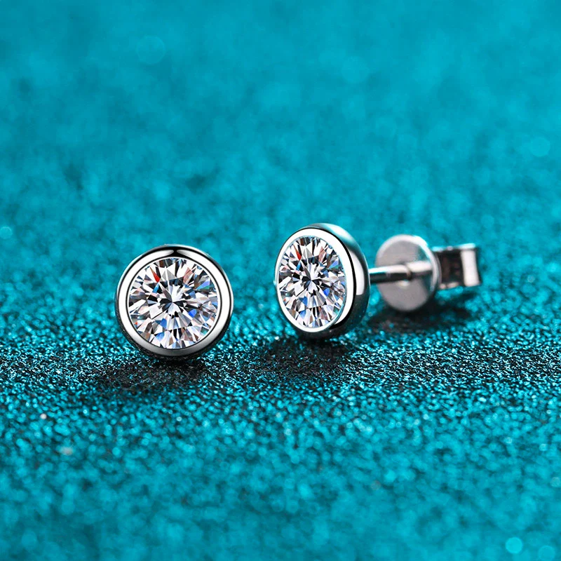 Wholesale Women's Elegant Simple Geometric 925 Sterling Silver Plated Pt950 Gold Moissanite Bubble Earrings - Image 2
