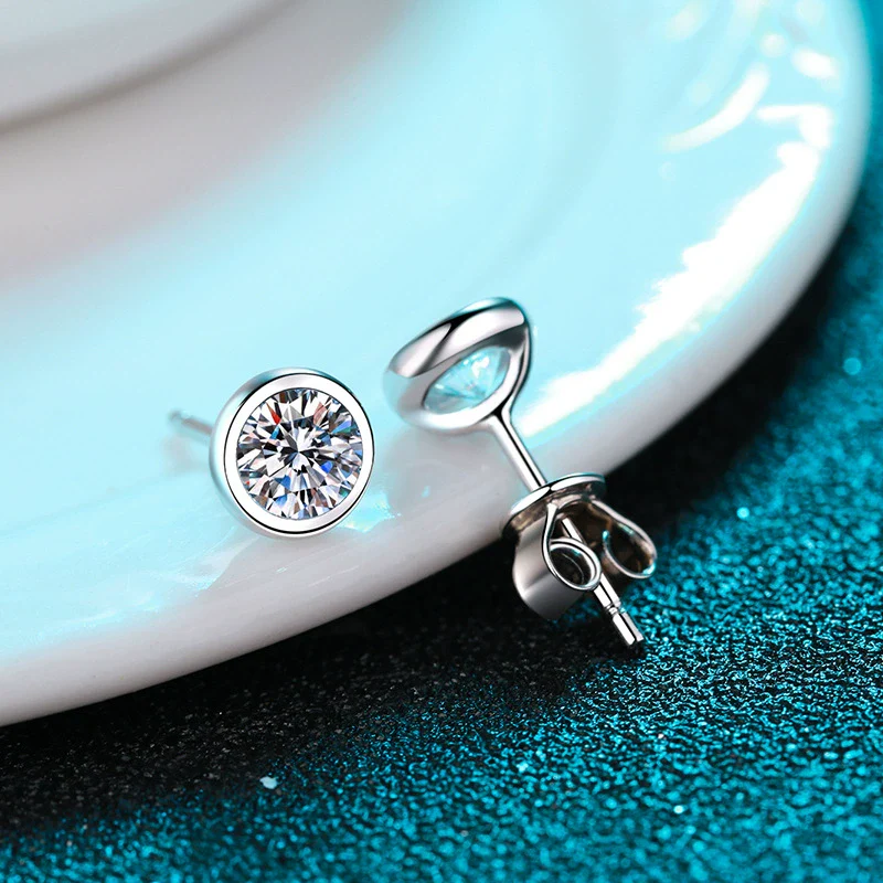 Wholesale Women's Elegant Simple Geometric 925 Sterling Silver Plated Pt950 Gold Moissanite Bubble Earrings - Image 3