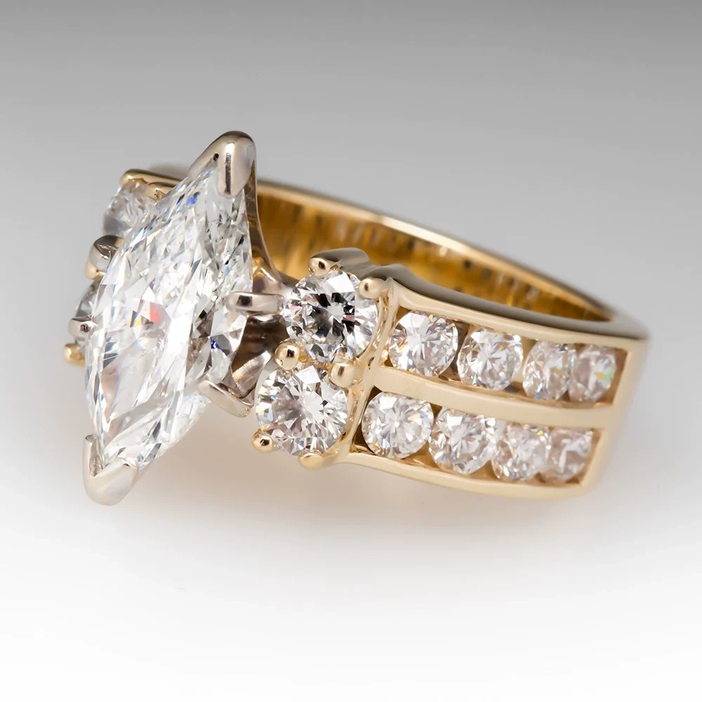 Wholesale Women's Engagement Ring Copper Inlaid Zircon Horse Eye Shaped Geometric Palace Style Jewelry - Image 3