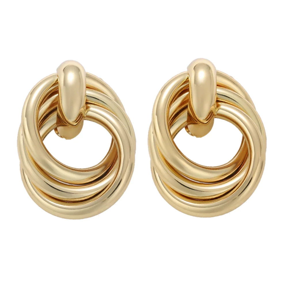 Wholesale Women's Exaggerated Creative Personality Fashion Alloy Inlaid Rhinestone Big Circle Geometric Electroplated Earrings - Image 15