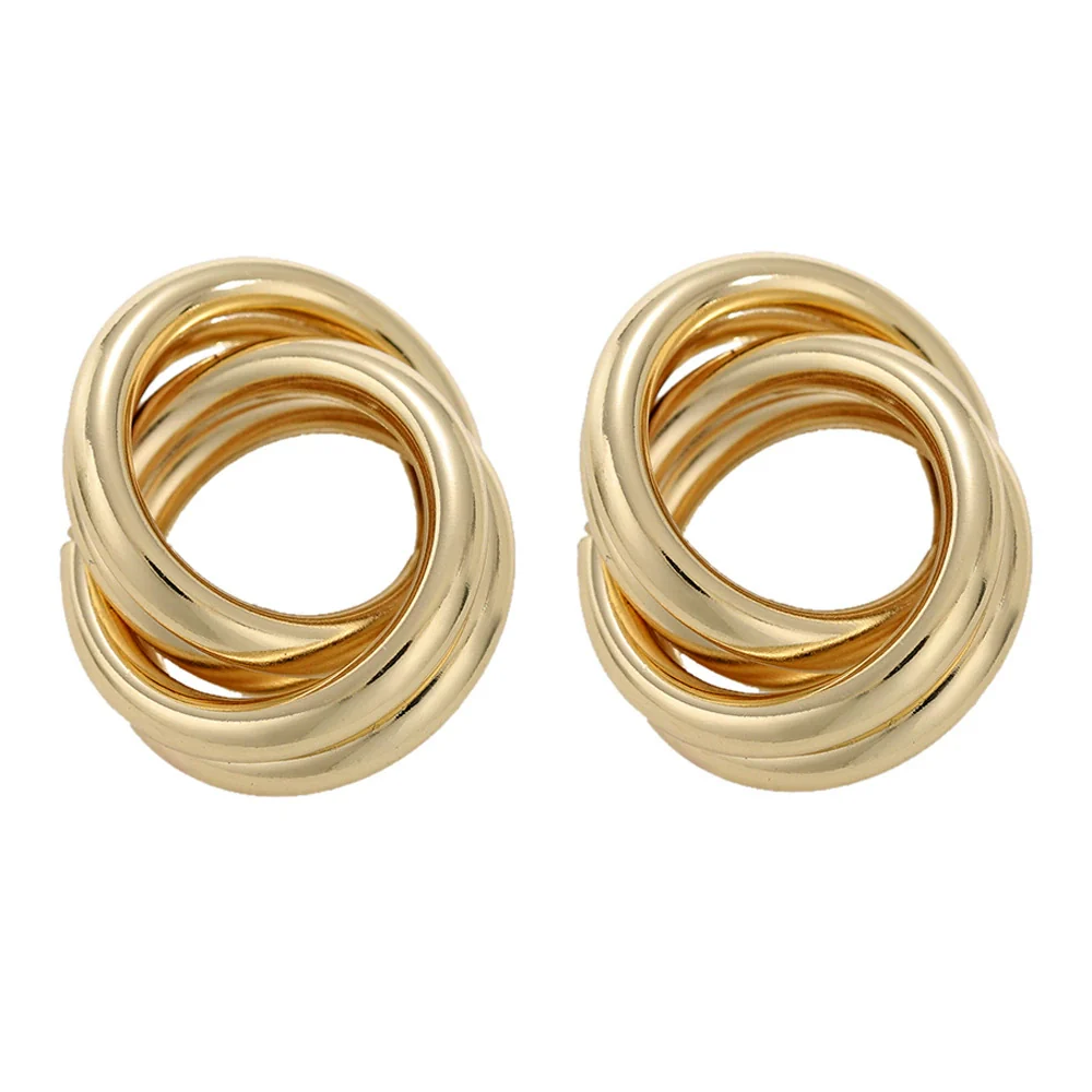 Wholesale Women's Exaggerated Creative Personality Fashion Alloy Inlaid Rhinestone Big Circle Geometric Electroplated Earrings - Image 16