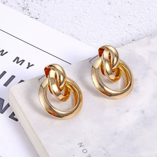 Wholesale Women's Exaggerated Creative Personality Fashion Alloy Inlaid Rhinestone Big Circle Geometric Electroplated Earrings - Image 22