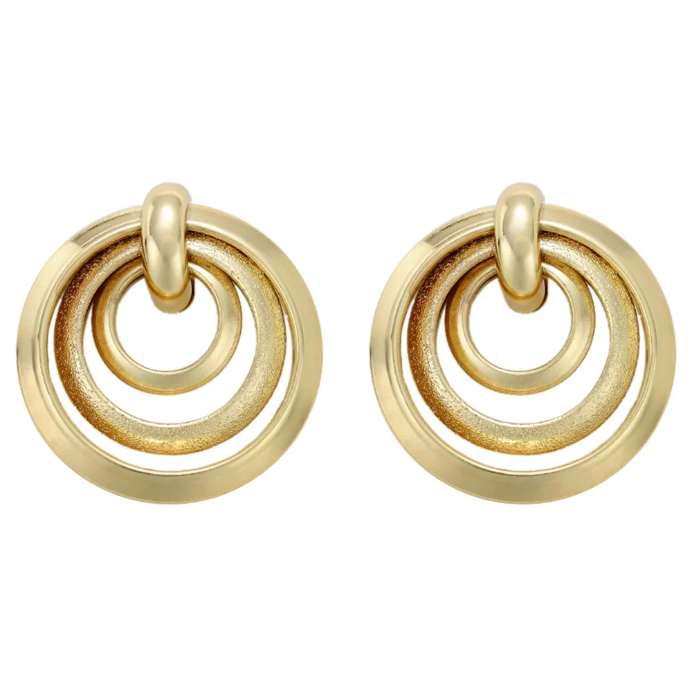 Wholesale Women's Exaggerated Creative Personality Fashion Alloy Inlaid Rhinestone Big Circle Geometric Electroplated Earrings - Image 9
