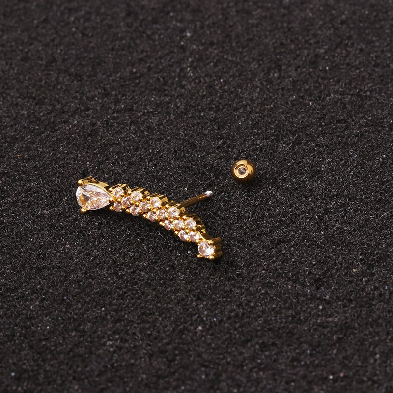 Wholesale Women's Exaggerated Crown Metal Inlaid Zircon Earrings - Image 2