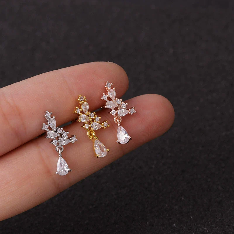 Wholesale Women's Exaggerated Crown Metal Inlaid Zircon Earrings - Image 3