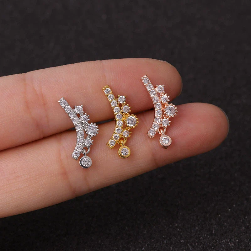 Wholesale Women's Exaggerated Crown Metal Inlaid Zircon Earrings - Image 4