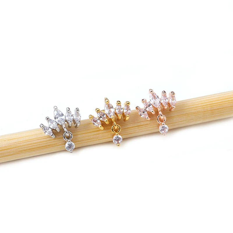 Wholesale Women's Exaggerated Crown Metal Inlaid Zircon Earrings - Image 5