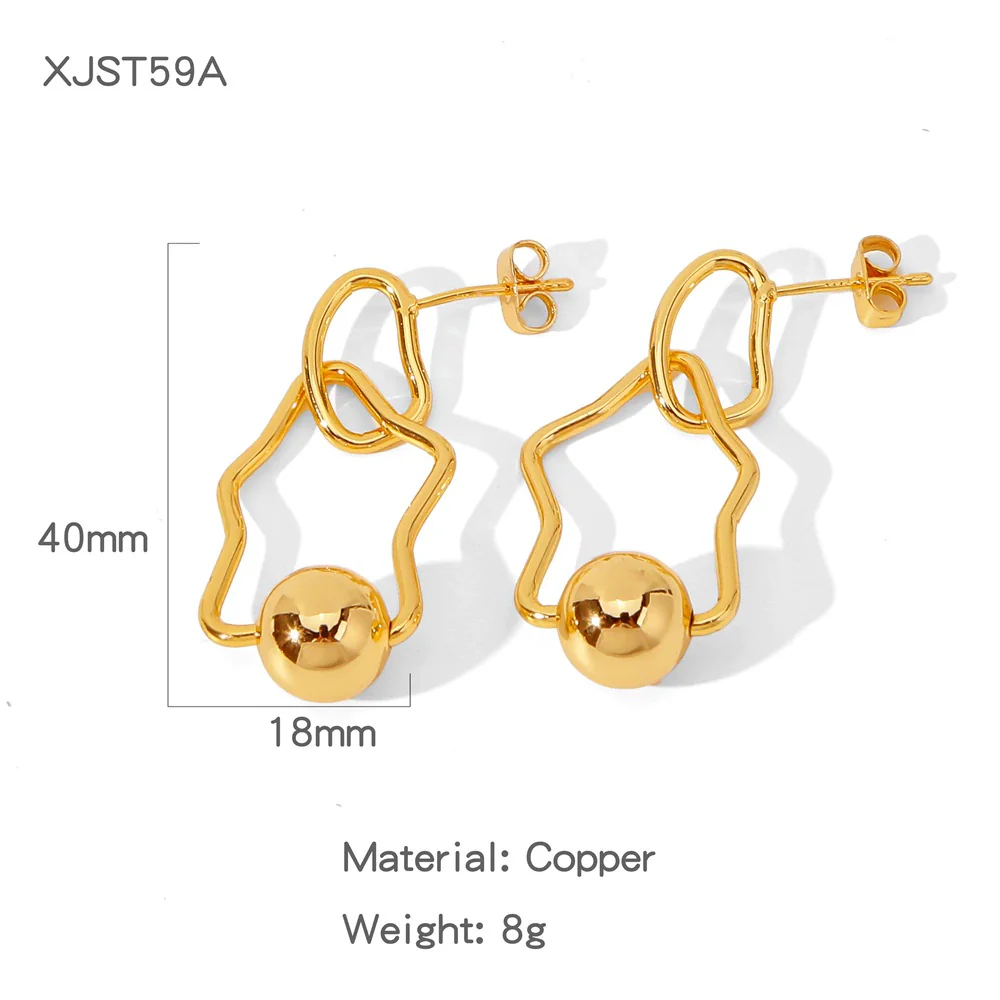 Wholesale Women's Exaggerated Geometric Copper Earrings With Electroplating Design - Image 7