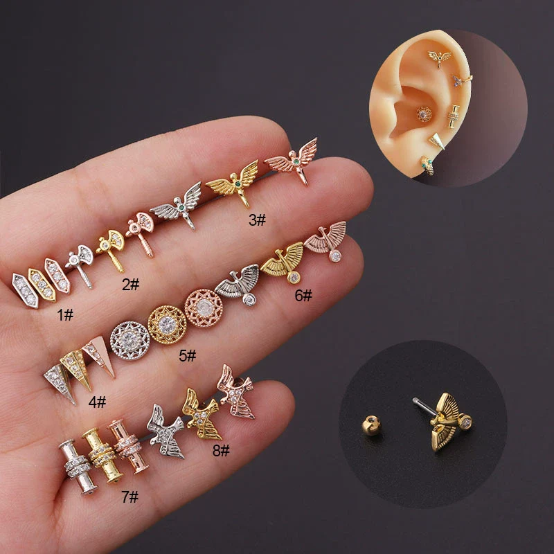 Wholesale Women's Exotic Geometric Metal Electroplated Totem Puncture Earrings