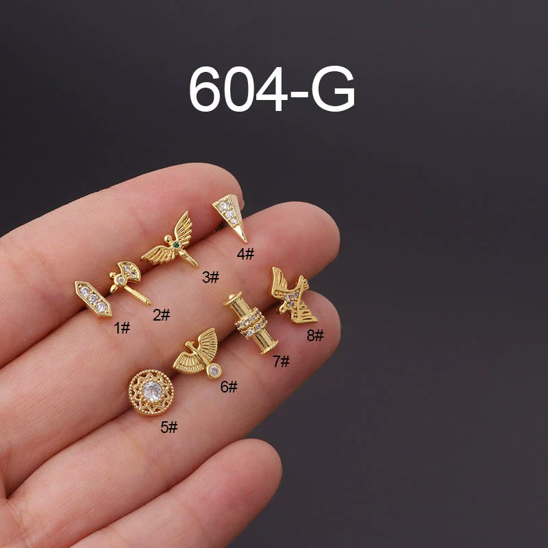 Wholesale Women's Exotic Geometric Metal Electroplated Totem Puncture Earrings - Image 2