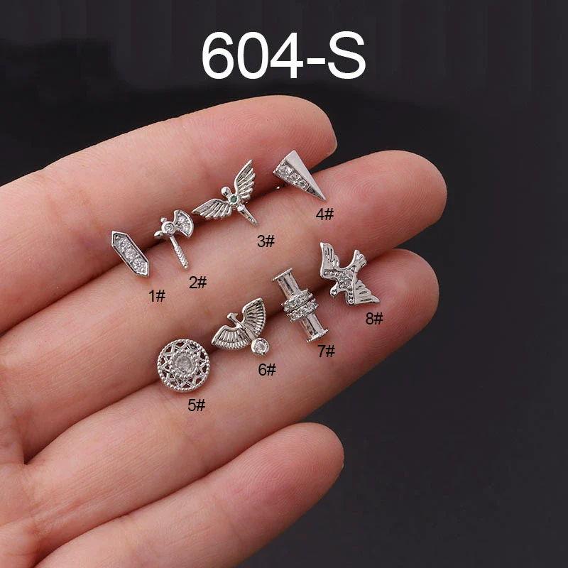 Wholesale Women's Exotic Geometric Metal Electroplated Totem Puncture Earrings - Image 3