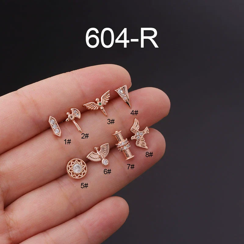 Wholesale Women's Exotic Geometric Metal Electroplated Totem Puncture Earrings - Image 4