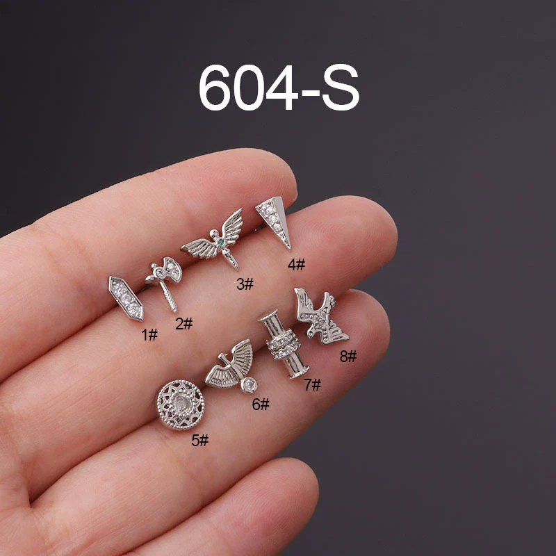 Wholesale Women's Exotic Geometric Metal Electroplated Totem Puncture Earrings - Image 6